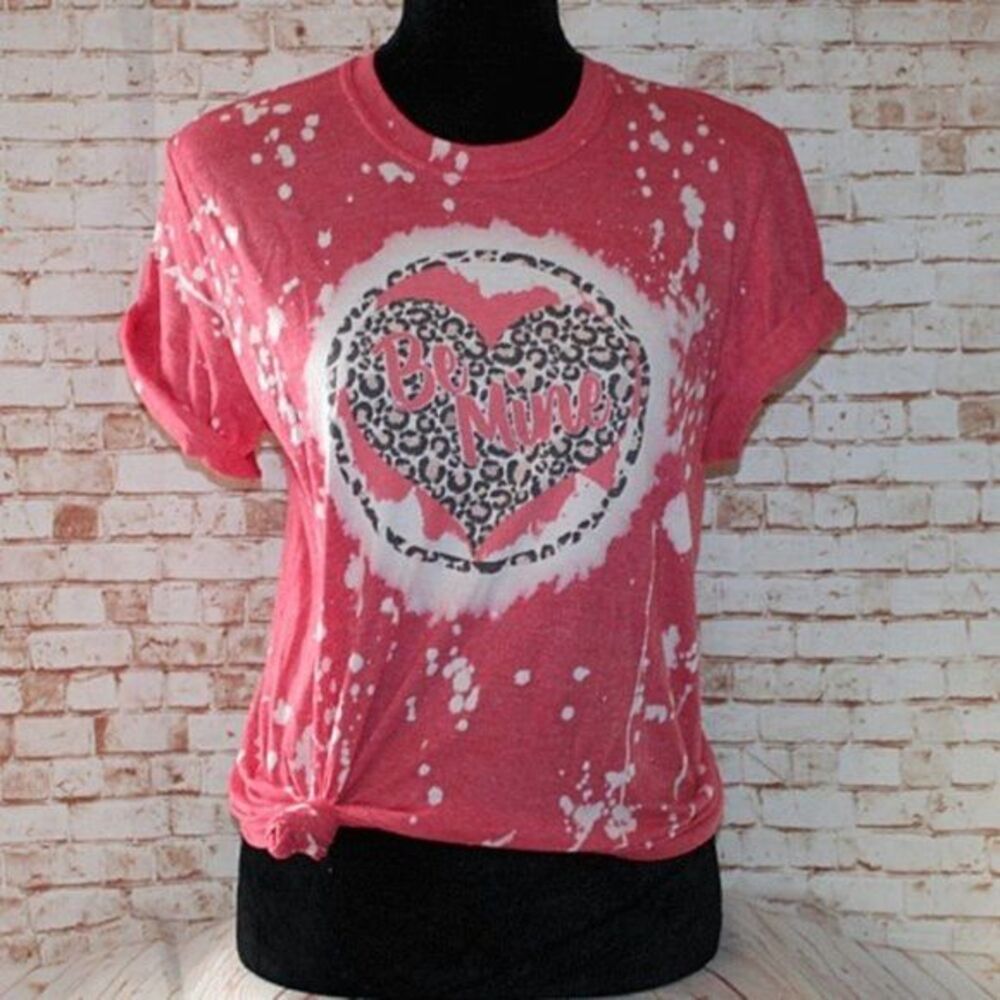 Be Mine Leopard Bleached Graphic Shirt